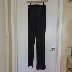 Black Lurex Striped Wide-Leg Pants
